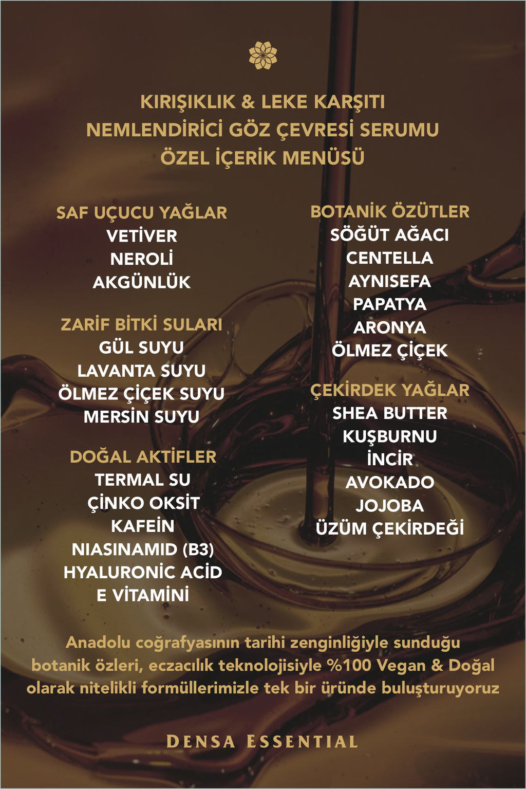 GÖZ ÇEVRESİ SERUMU - KIRIŞIKLIK/LEKE/TORBALANMA/ÇİZGİ/KOYU HALKA KARŞITI & NEMLENDİRİCİ ETKİLİ 50 ML