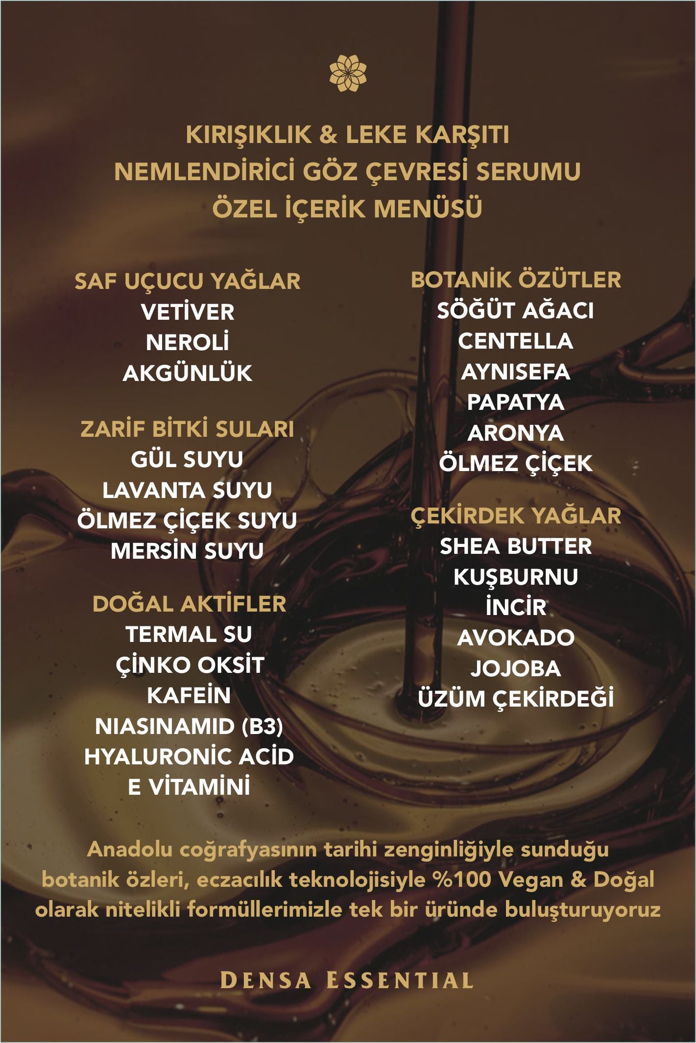 GÖZ ÇEVRESİ SERUMU - KIRIŞIKLIK/LEKE/TORBALANMA/ÇİZGİ/KOYU HALKA KARŞITI & NEMLENDİRİCİ ETKİLİ 50 ML