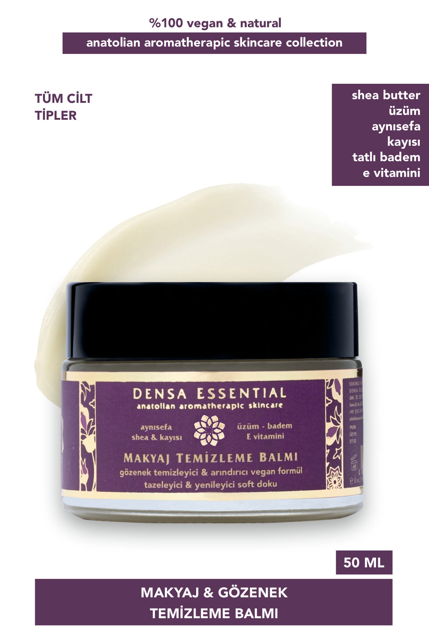 MAKYAJ & GÖZENEK TEMİZLEME BALMI - ARINDIRICI/YENİLEYİCİ/NEMLENDİRİCİ/BESLEYİCİ/PARLAKLIK ETKİLİ 50 ML