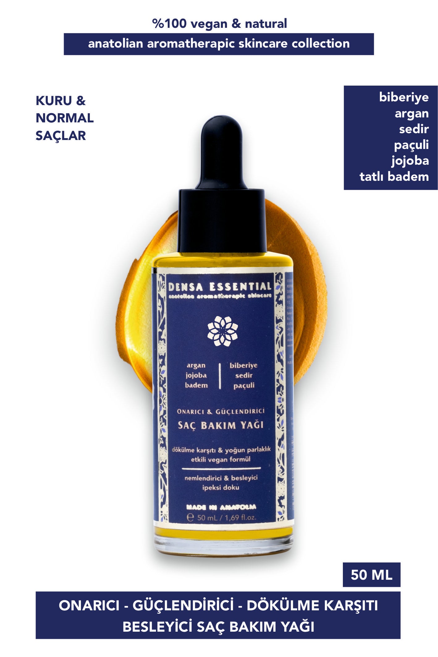 DÖKÜLME KARŞITI SAÇ BAKIM YAĞI - ONARICI/GÜÇLENDİRİCİ/BESLEYİCİ/PARLATICI ETKİLİ 50 ML
