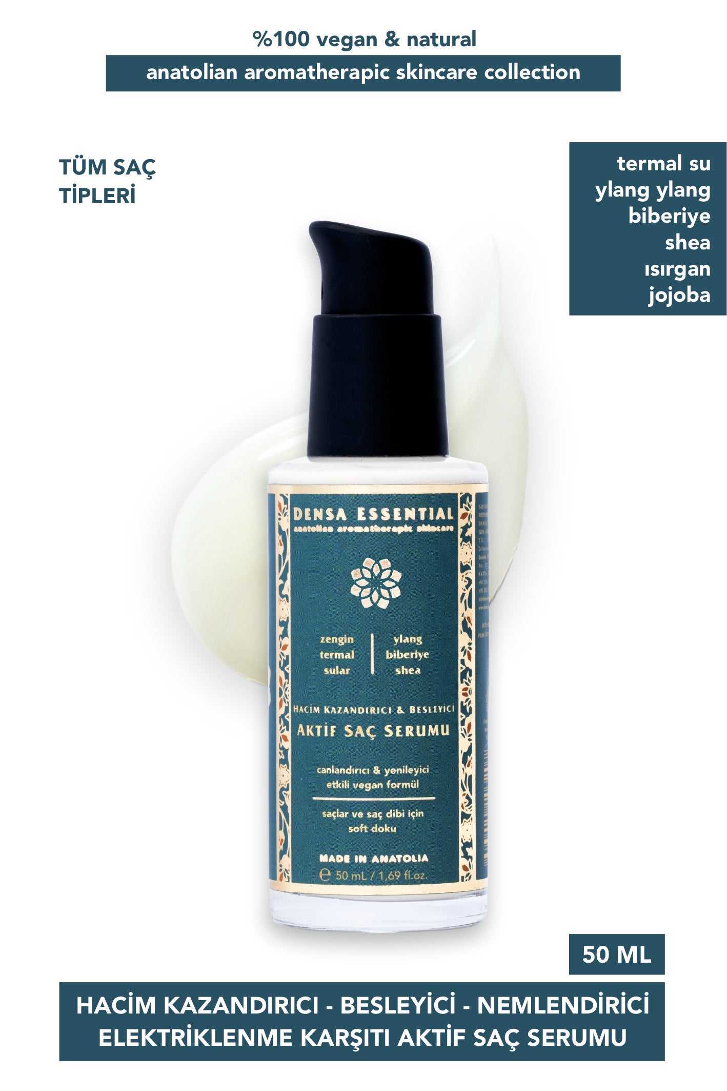 AKTİF SAÇ SERUMU - HACİM KAZANDIRICI/BESLEYİCİ/NEMLENDİRİCİ/ELEKTRİKLENME KARŞITI 50 ML