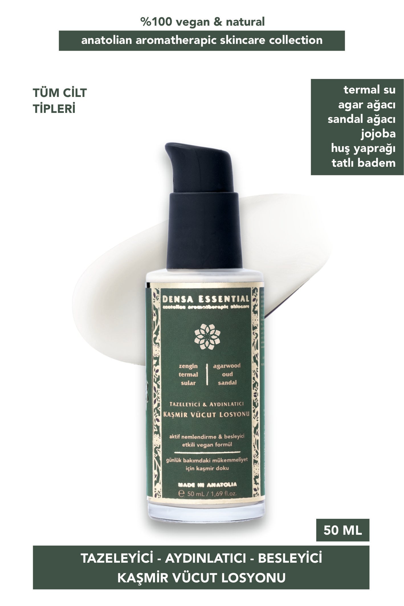 KAŞMİR EL & VÜCUT LOSYONU - TAZELEYİCİ & AYDINLATICI ETKİLİ 50 ML