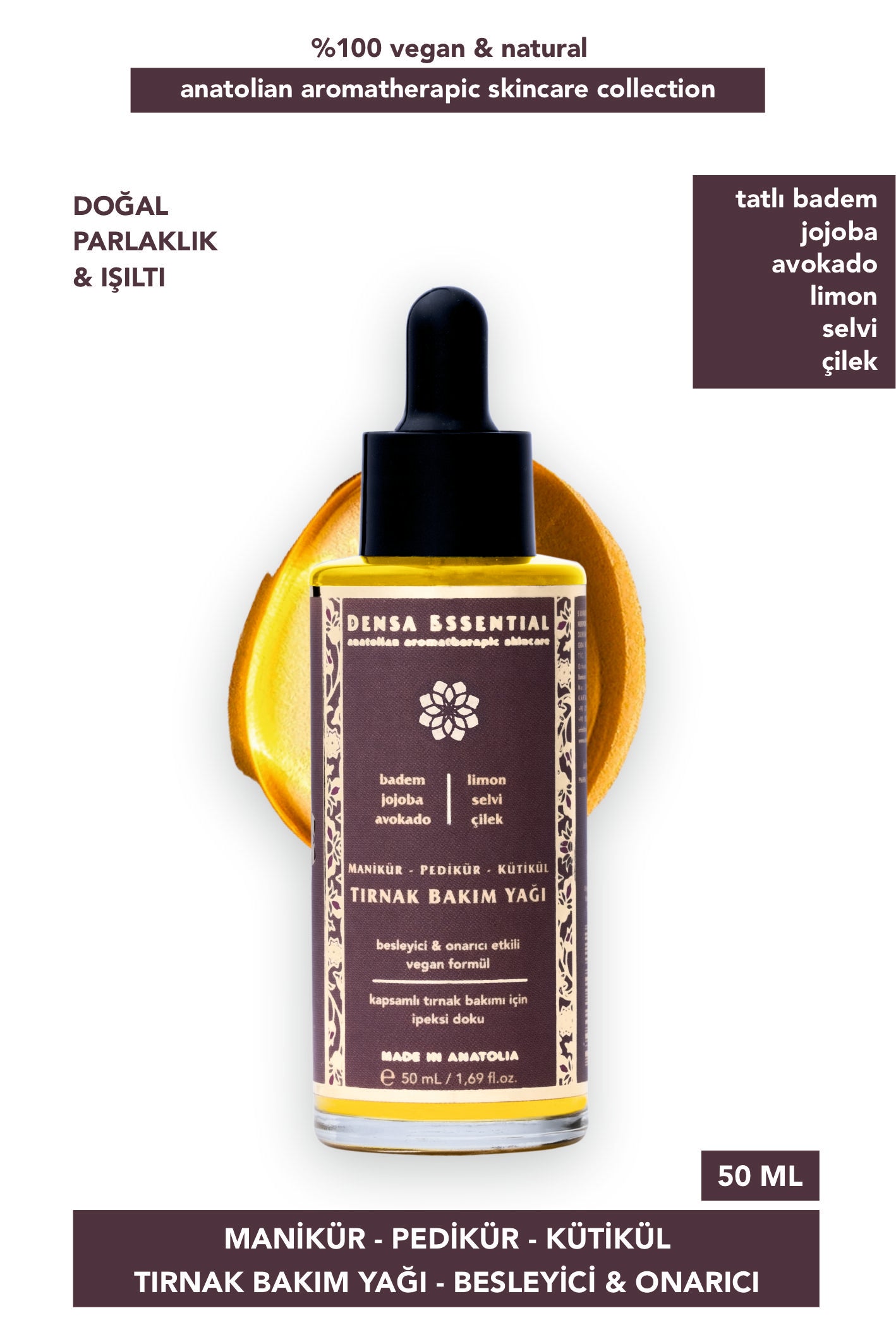 MANİKÜR - PEDİKÜR - KÜTİKÜL TIRNAK BAKIM YAĞI - BESLEYİCİ/GÜÇLENDİRİCİ/KIRILMA ÖNLEYİCİ/ONARICI ETKİLİ 50 ML