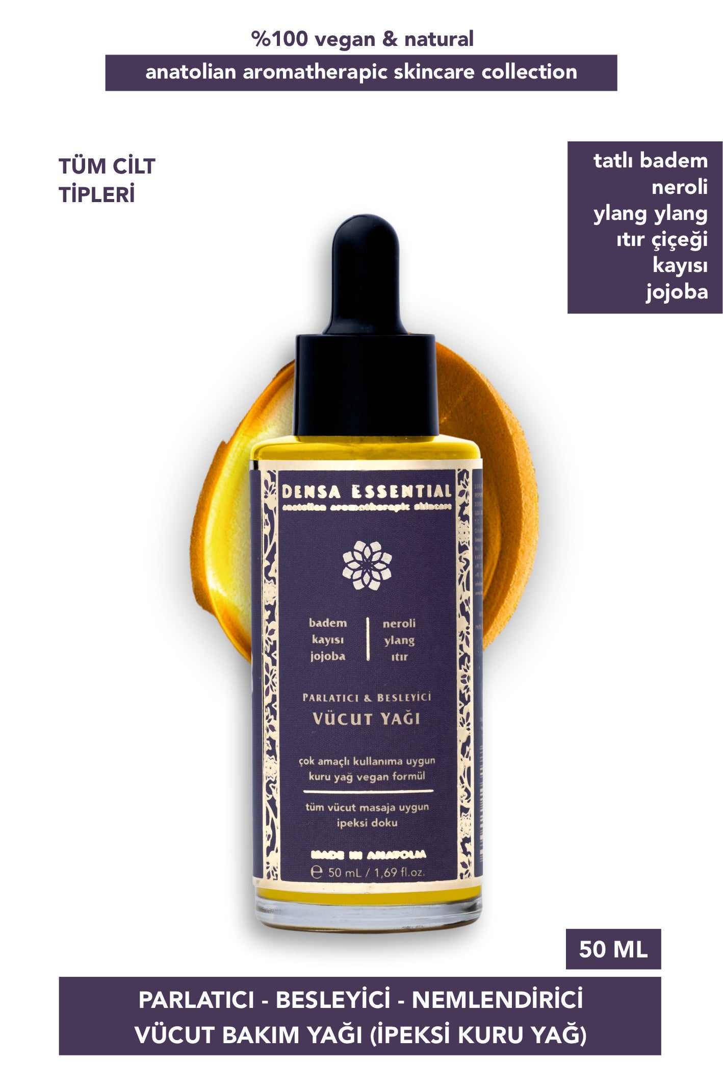 İPEKSİ KURU YAĞ - PARLATICI/BESLEYİCİ/NEMLENDİRME ETKİLİ VÜCUT YAĞI 50 ML
