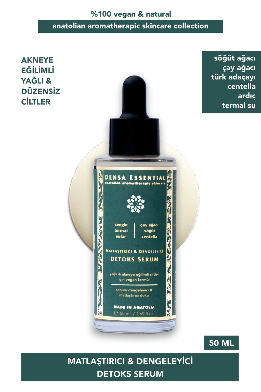 MATLAŞTIRICI & DENGELEYİCİ DETOKS SERUM - AKNE/KOMEDON/SİYAH NOKTA/GÖZENEK/DÜZENSİZ & YAĞLI CİLT KARŞITI ETKİLİ 50