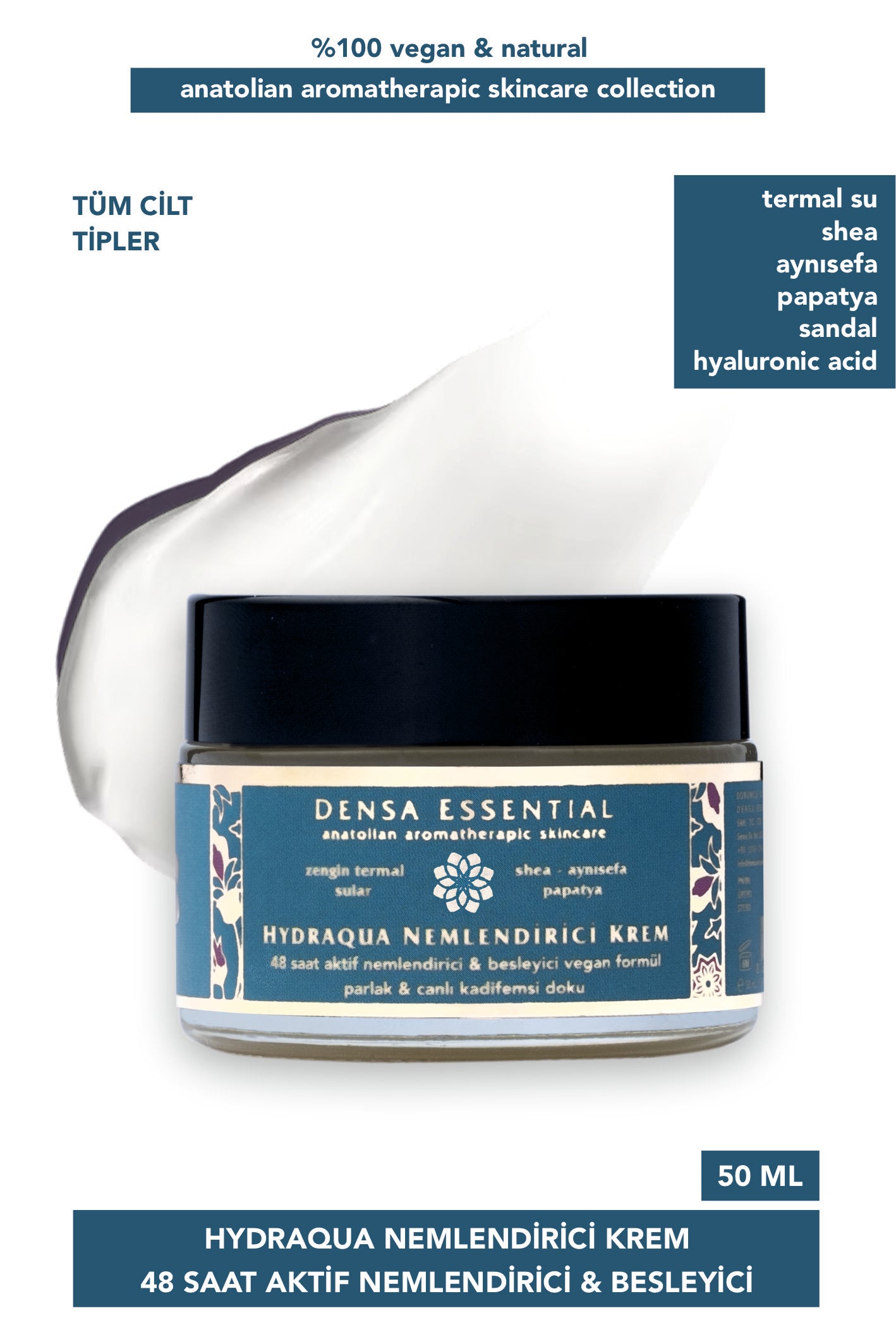 HYDRAQUA NEMLENDİRİCİ & BESLEYİCİ KREM - 48 SAAT AKTİF NEM/DOĞAL PARLAKLIK & IŞILTI ETKİLİ 50 ML