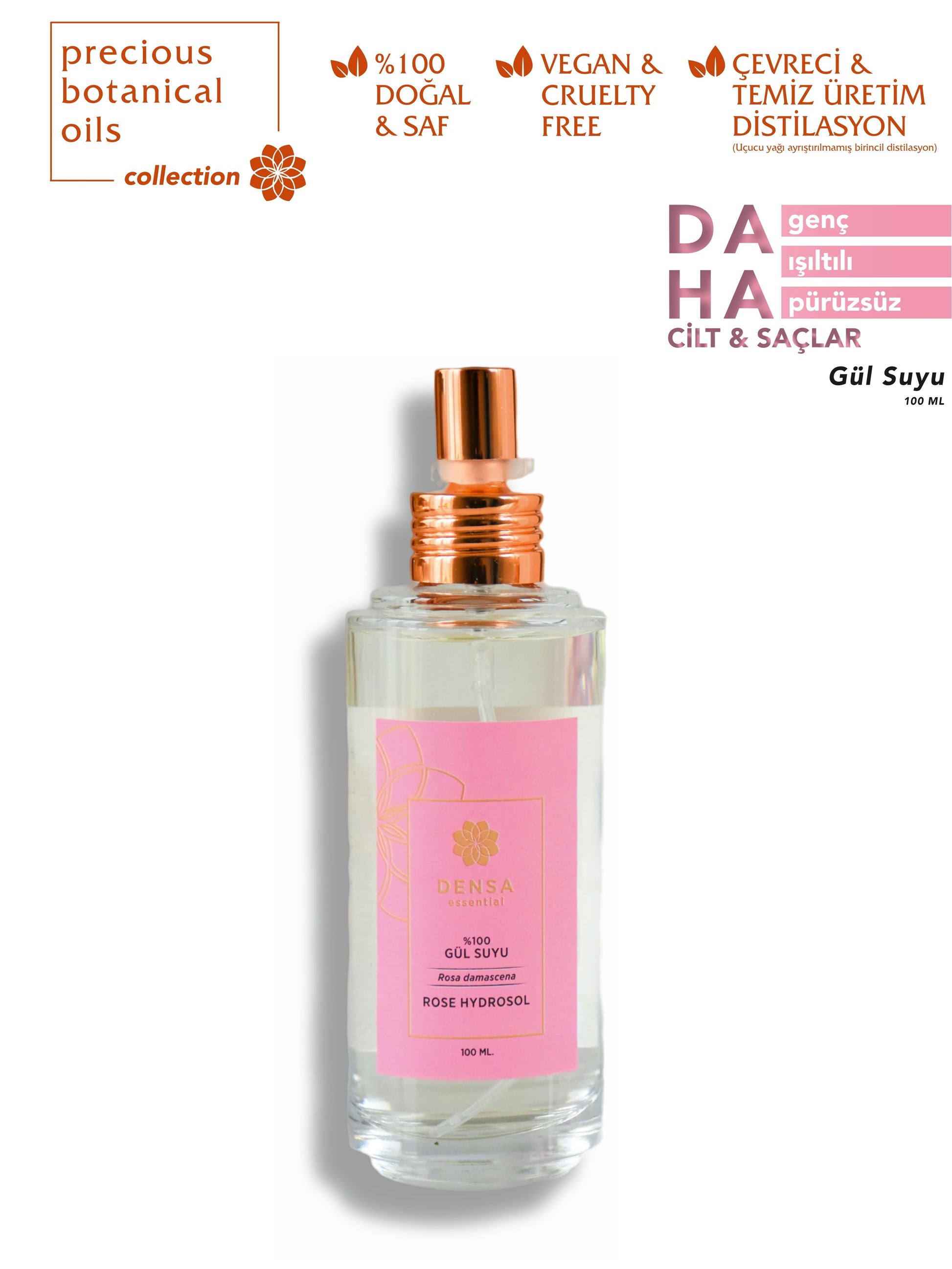 %100 Gül Suyu 100 ML (Yağı Alınmamış)